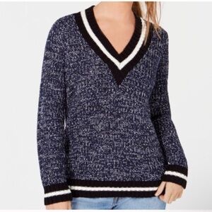 Freshman Varsity over size V-neck long sleeve chunky knit pull over sweater